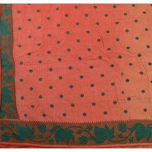 Preowned Silk Beaded Peach Sari